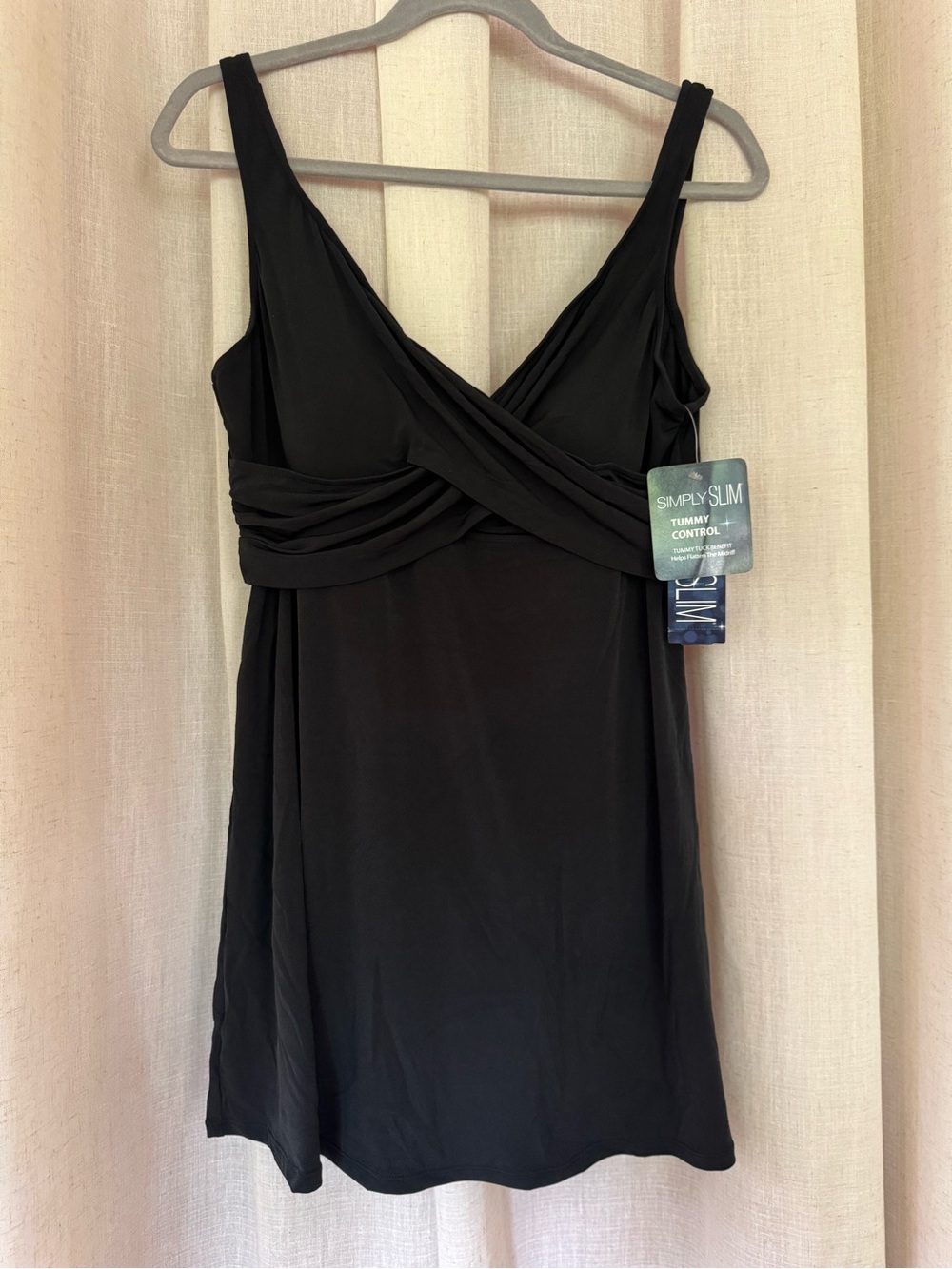 NEW Simply Slim Cross Your Heart Tummy Control Swimdress Size Large 12/14 NWT - Picture 2 of 12